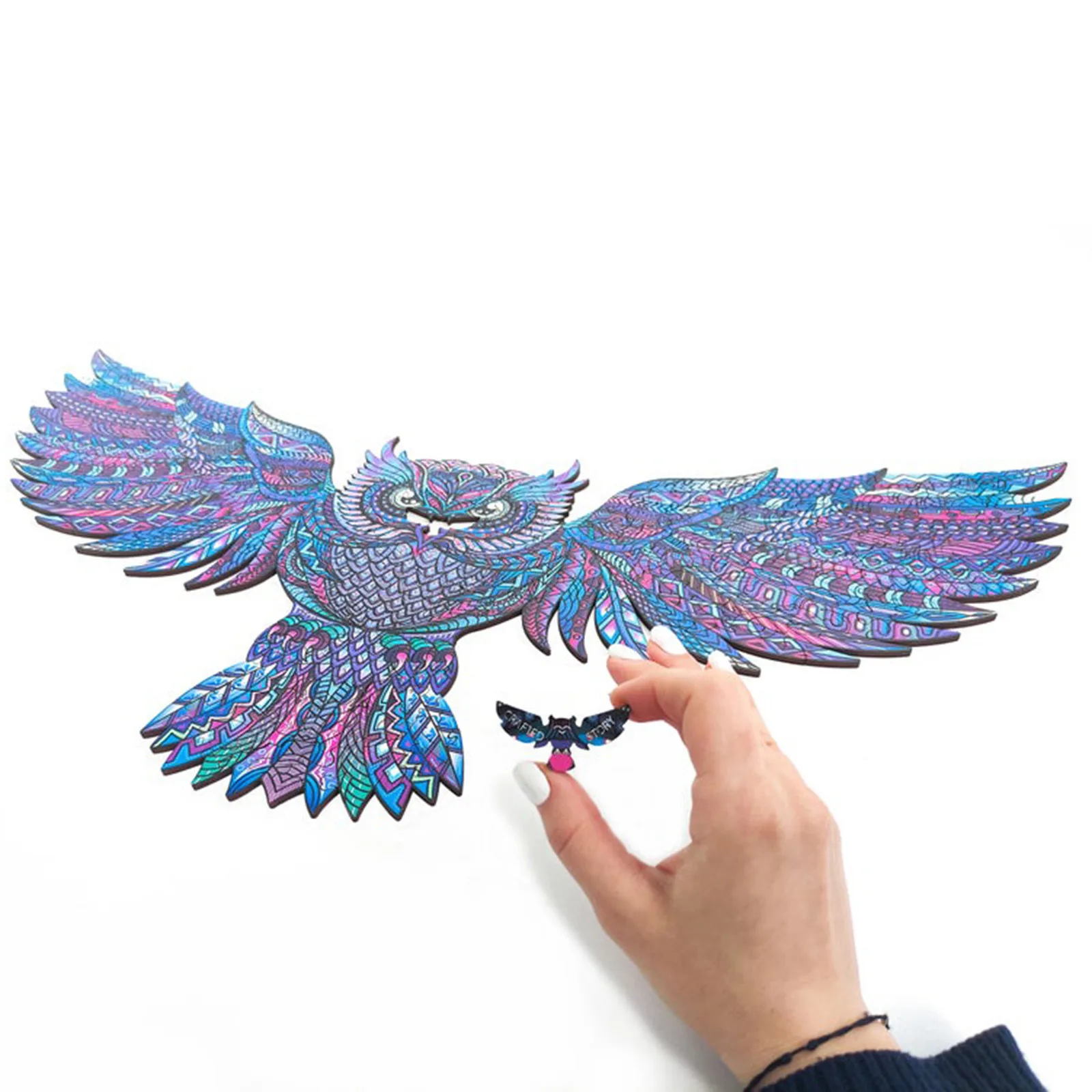 

Wooden Jigsaw Puzzles - Colorful Owl Hartmaze Hm-04 Small Bird Puzzle 206 Unique Shape Jigsaw Pieces-beautiful Animal For Adults
