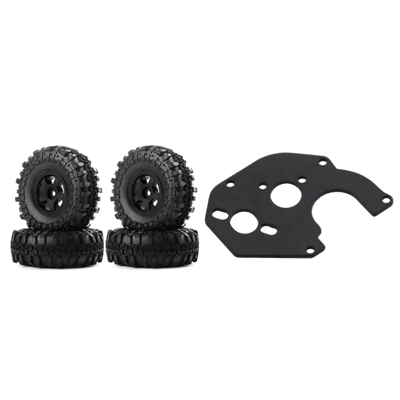 

For Axial SCX24 1/24 4PCS 1.0 Metal Beadlock Wheel Rims Tire & 1x Metal Motor Fixing Plate Gearbox Mount Fixed Bracket