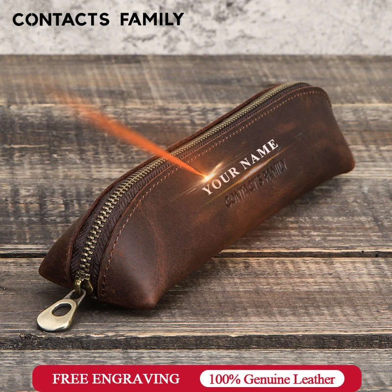 

Crazy Horse Genuine Leather Handmade Vintage Pencil Case Pencil Bag For School Stationary Travel Collection Stationery Gifts