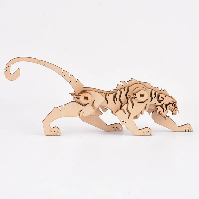 

Wooden Puzzle 3D Model Children's Educational Toys DIY Handmade Building Blocks Animal Assembled Wooden Small Ornaments