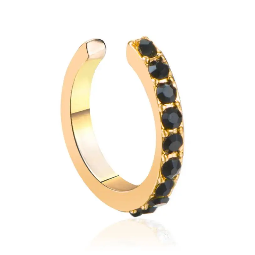 Тонкая серьга клип с украшением в виде кристаллов Кафф серьги для женщин не