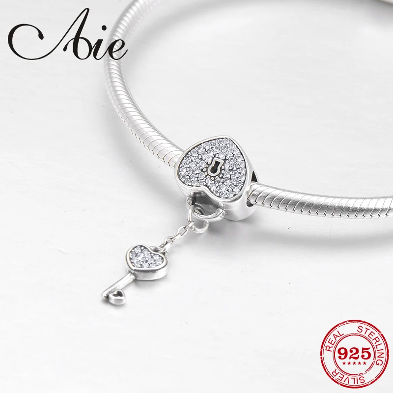 Любовные ключи и замки из стерлингового серебра 925 пробы модные сверкающие CZ