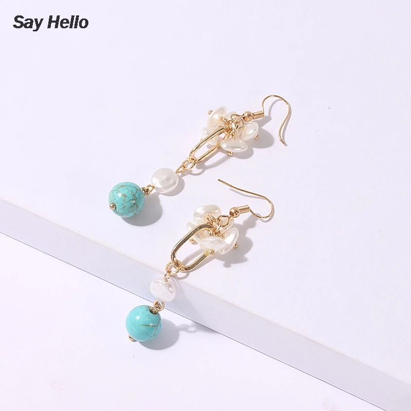 Женские серьги с инкрустированным камнем SAY HELLO подвески из металлического