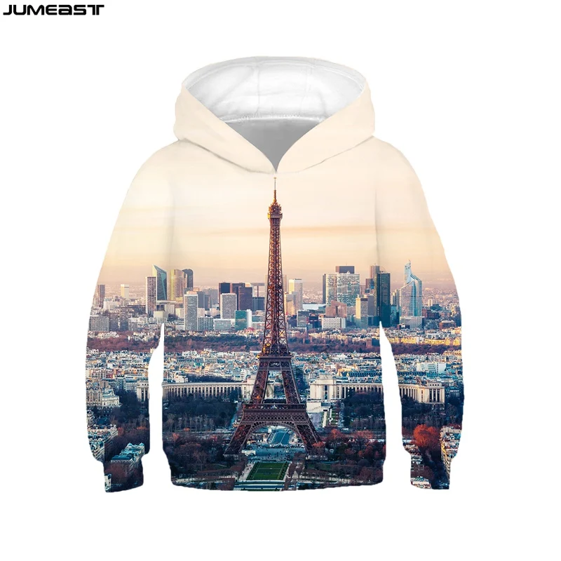 

Jumeast Men Women 3D Children Male Female Coat Famous Building Scenery Hip Hop Long Sleeve Kids Cap Hoody Sport Pullover Hoodies