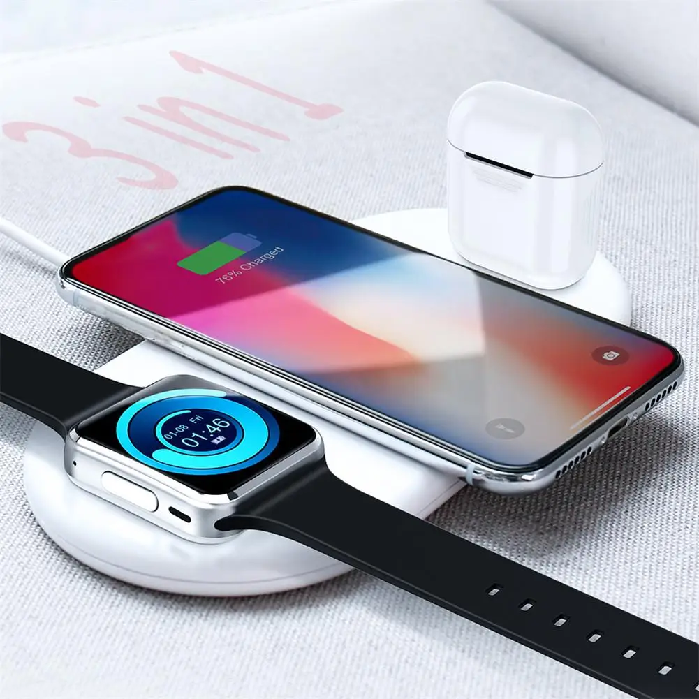 3 в 1 Беспроводное быстрое зарядное устройство для iPhone X XR Xs Max для Apple Watch iWatch AirPods мобильный телефон Быстрая зарядка