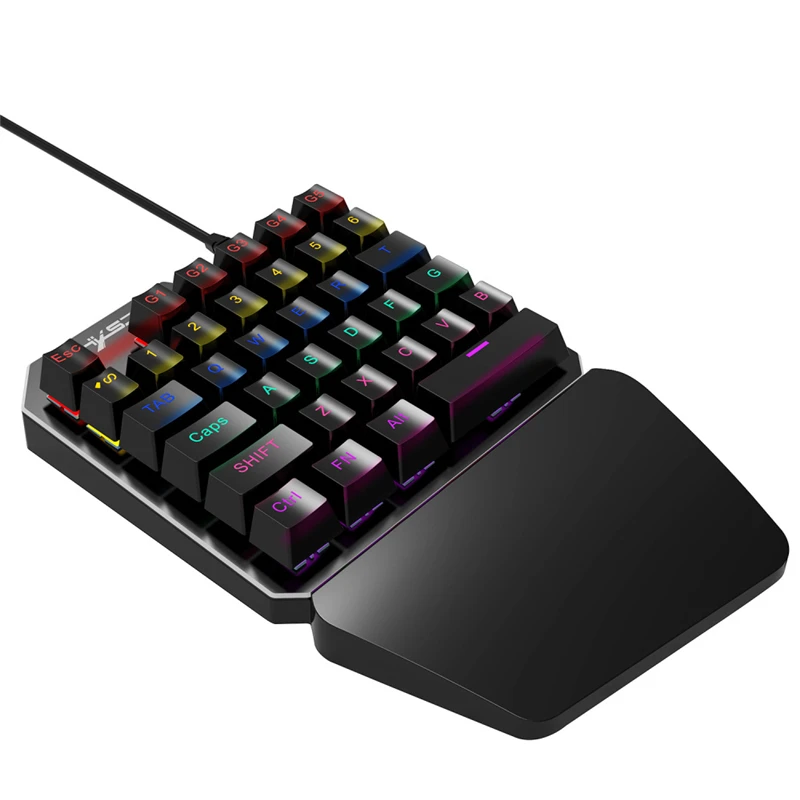 

HXSJ Gamer Single Hand Gaming Mechanical Keyboard Mini USB Wired 35 Conflict Free Keys RGB Backlight Game Keyboard For PC Laptop
