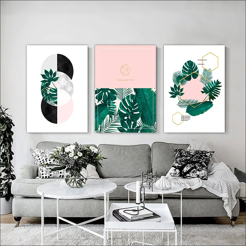 

Modern Painting Unframed Painting Flower Plants Canvas Framed Still Life Green Leaf Poster Frameless Decoration Printing Lette