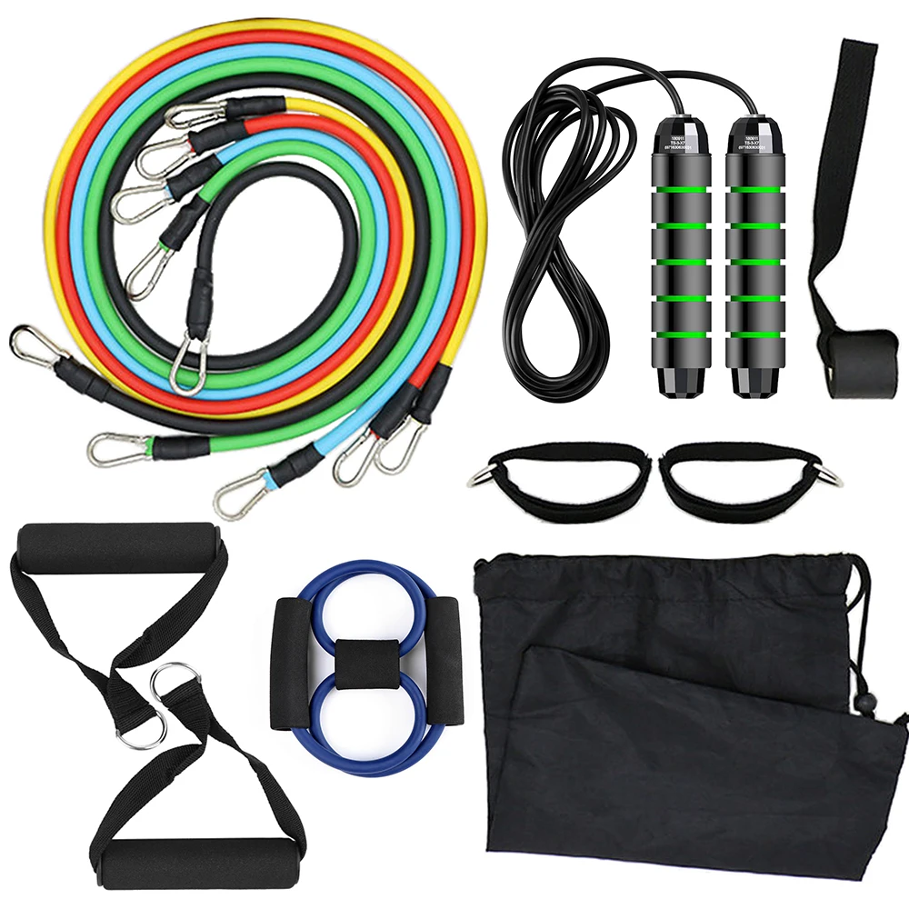 13pcs Home Gym Resistance Bands Set Workout Fintess Exercise Tube Jump Rope Door Anchor Ankle Straps Band|Эспандеры| |