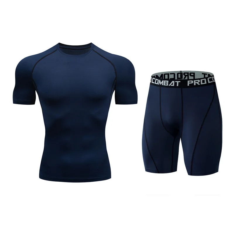 

New Gym Short Men's Suit Quick-drying Breathable Fitness Clothing Compression High Elasticity Skinny Sports Suit