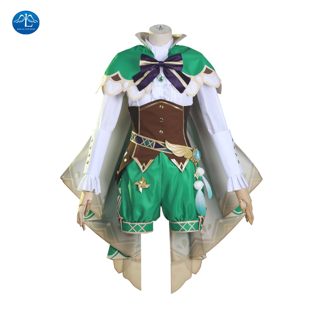 

2020 New Game Genshin Impact cosplay Anime Accessories Project VENTI Cosplay Costume Women's Cloak Shirt Pants Belt Socks Set