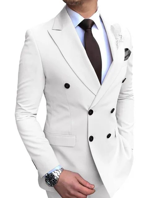 

2020 New 2 piece Men's suit Slim Fit Double-Breasted Notch Lapel Blazer for Wedding Groom Jacket pants costume homme