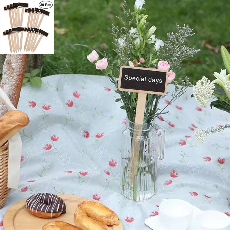 

20Pcs Mini Wooden Chalkboard Plant Markers Creative Blackboard Signs Garden Flowers and Plants Tags Garden Decoration Tools