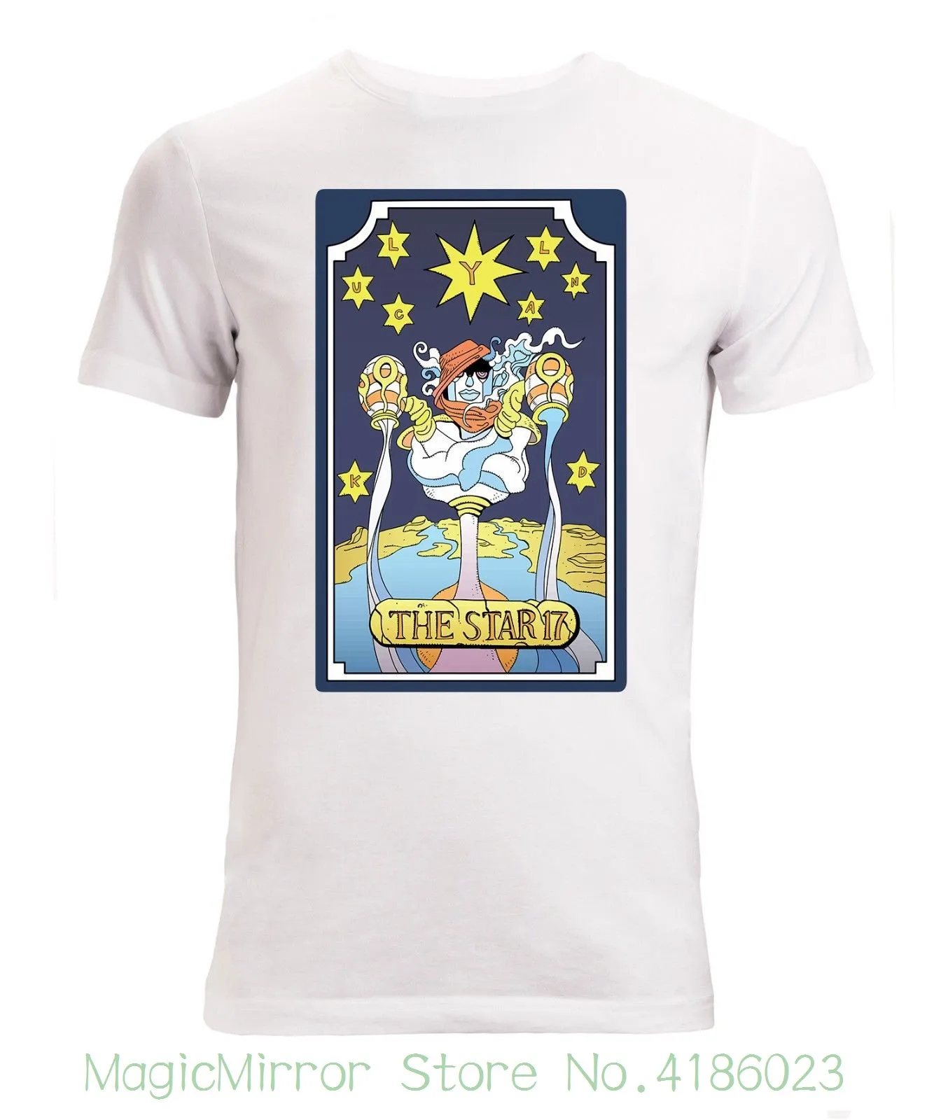 Jojos Bizzare Adventure Star Platinum Tarot Card Мужская футболка Белый Топ Футболка с принтом аниме