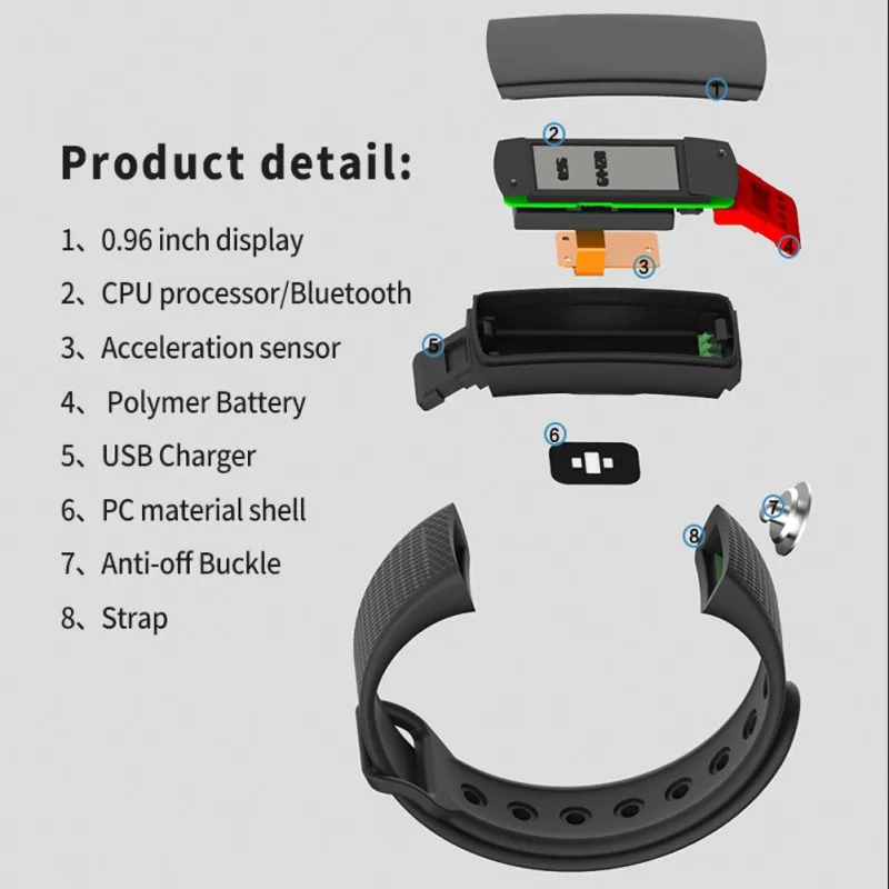 Smart Band спортивные смарт-браслет сердечного ритма крови Давление умные часы с