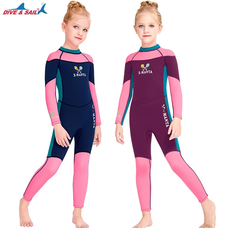 

2.5mm Neoprene Wetsuit for Kids Gilrs Thermal Swimsuit Spring Bathing Suit