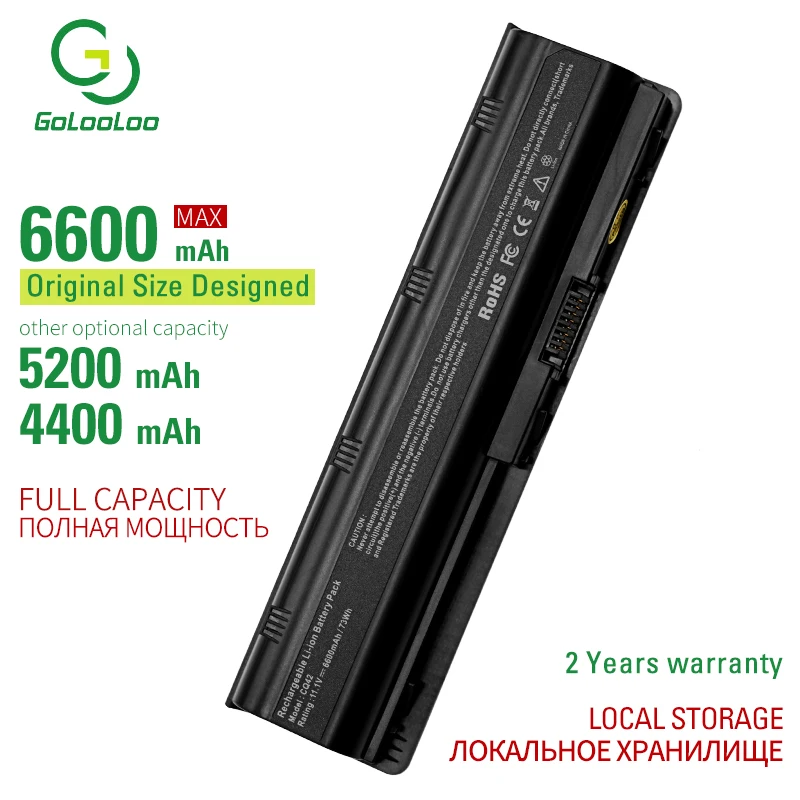 Golooloo Células Bateria do Portátil para hp Notebook pc 593553001 para Pavilion Dv6 Dm4 g4 g6 G32 Cq42 Mu06 593562-001 Mu09 Hstnn-lb0w Baterias p/ laptop