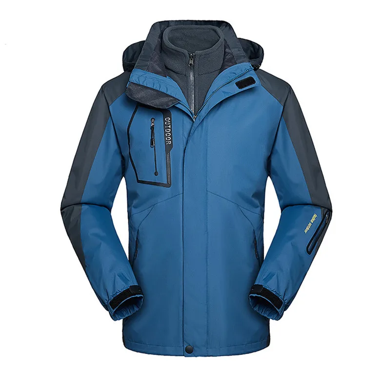 Men Denim Blue Mountainskin для мужчин и женщин зимние 2 шт. флисовые походные куртки для спорта на открытом воздухе Кемпинг Треккинг термо лыжное пальто VA644 - Цвет: Men Denim Blue
