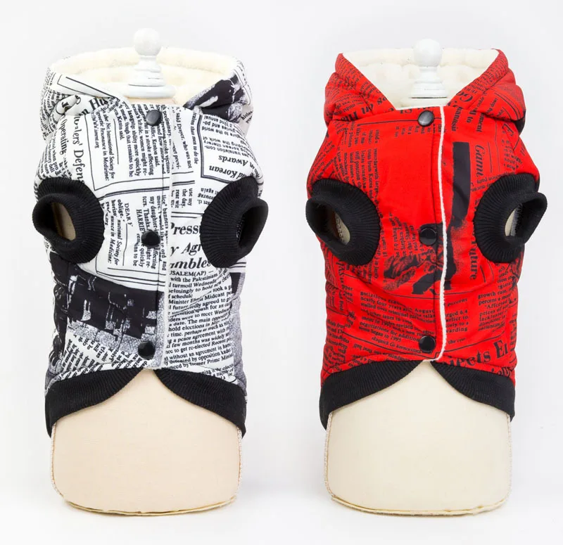 Шикарное зимнее пальто для собак куртка газета Одежда кошек мягкая теплая одежда