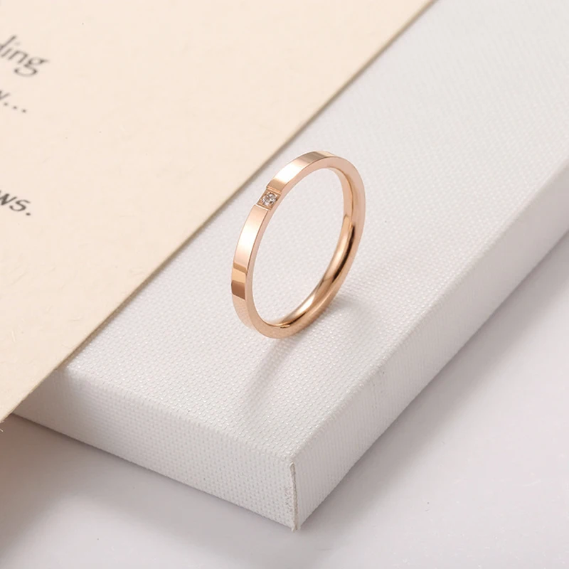 316L Нержавеющая сталь обручальное кольцо кольца розовое золото кубический