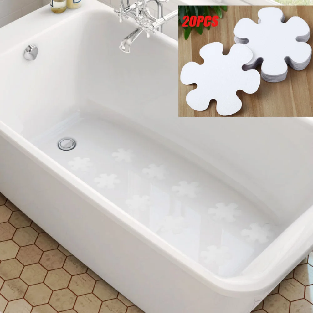 

OUNONA 20PCS Flower Shape PEVA Anti-slip Bathtub Stickers Decals Safety Bath Shower Treads 10CM (Transparent)