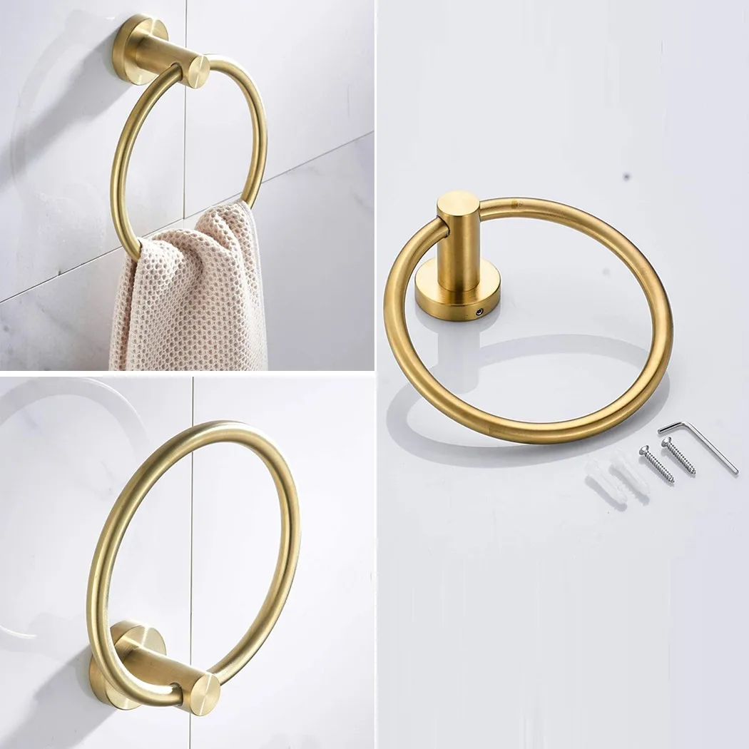 Wall Mount Towel Ring Accessories Bathroom Brushed Golden Holder Ring Towel