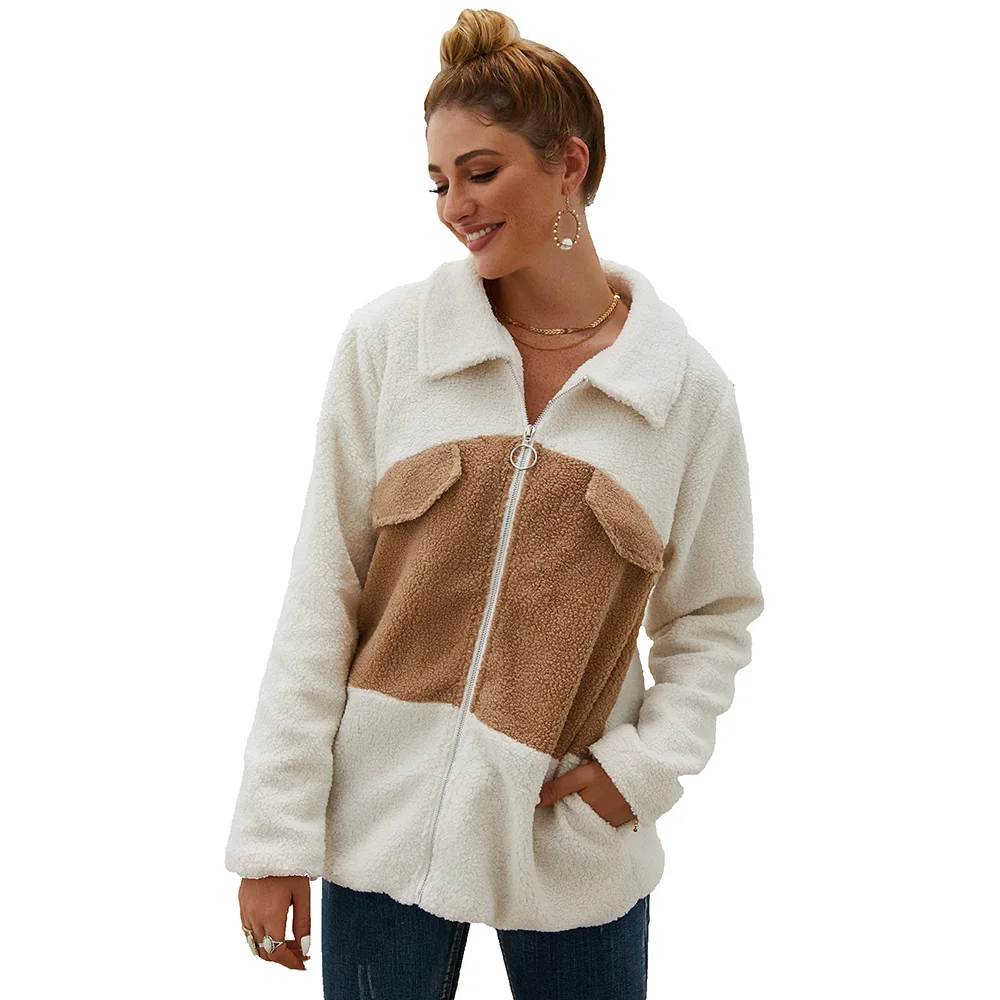 

Women's autumn and winter color matching women's jacket