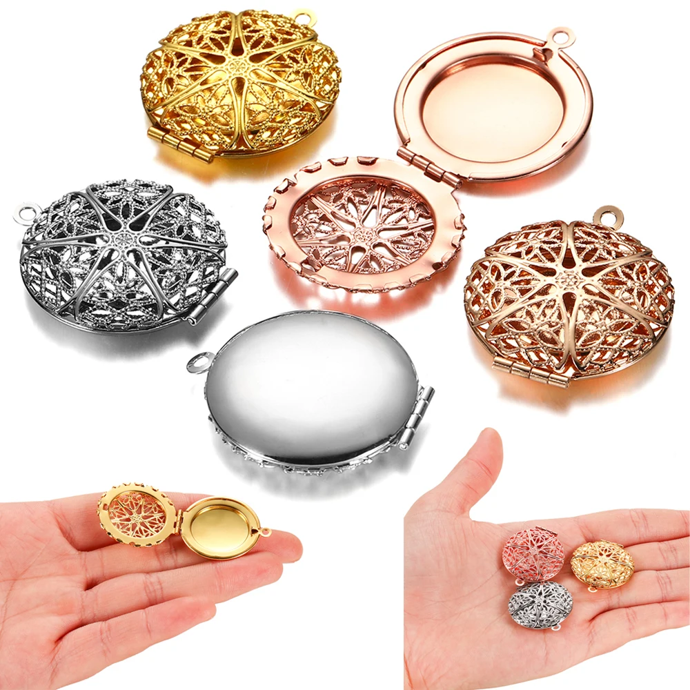 

Металлический Медальон круглой формы, 5 шт./лот, Открытый Винтажный кулон для ароматерапии, для изготовления ювелирных изделий