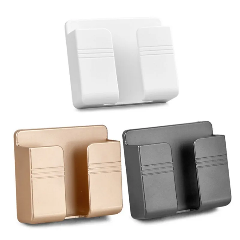 50pcs wall charger holder mobile phone hanging stand mount bracket multifunctional hanger shelf home storage organization tools free global shipping