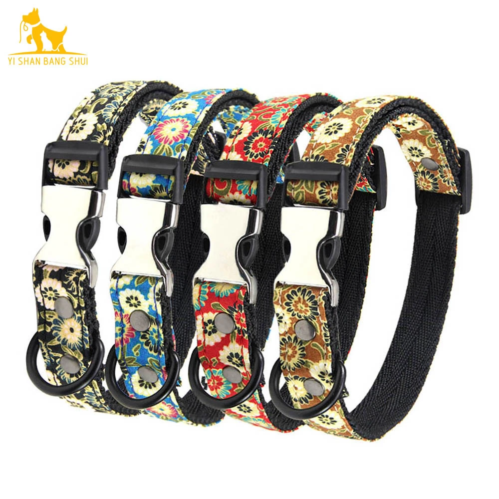 

S/M/L Dog Collar Adjustable Pet Collars for Small Medium Large Dog Flower Print Puppy Pitbull German Shepherd Pet Supplies 1 PCS
