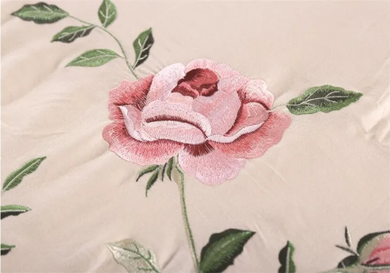 

Floral Leaves Embroidery White Gray Chic Duvet Cover Bed Sheet Set High End 100%Cotton Soft Bedding Set Queen King size 4/6Pcs