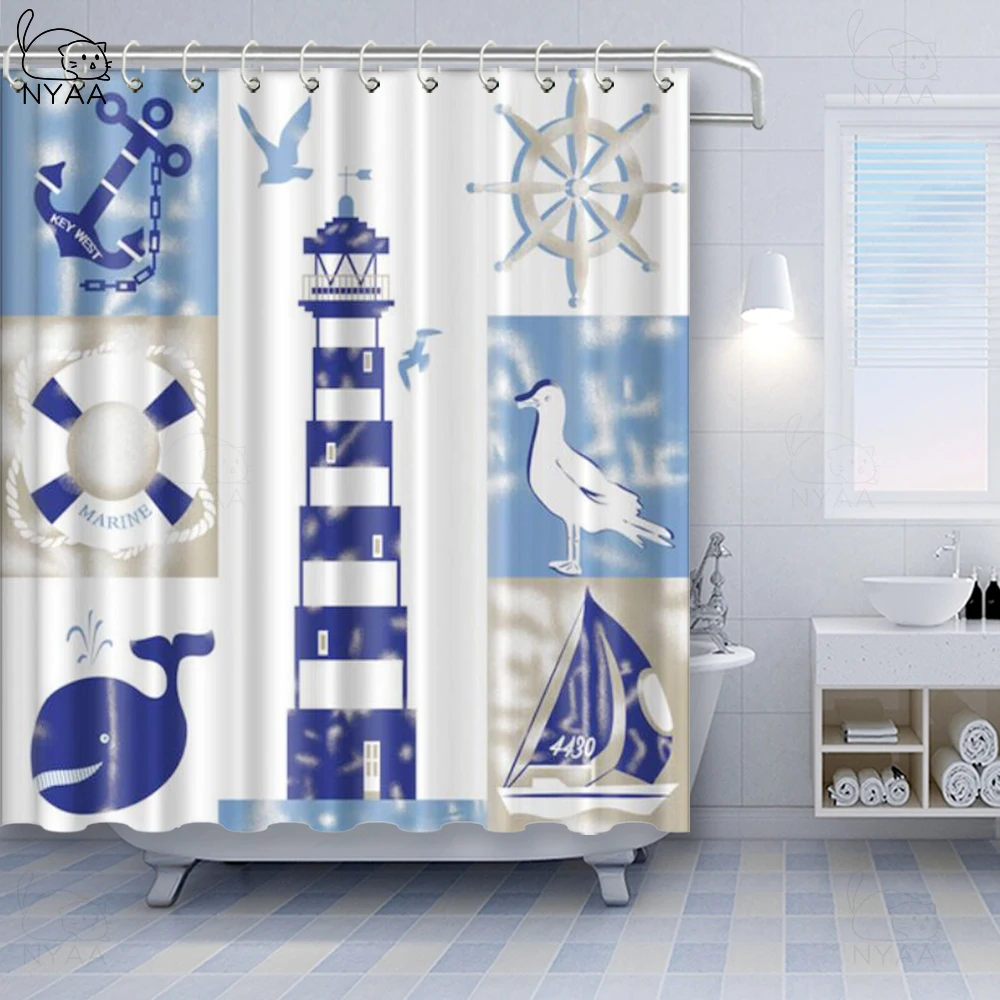 Водонепроницаемая морская 3d занавеска для душа Nyaa с рисунком морских ракушек