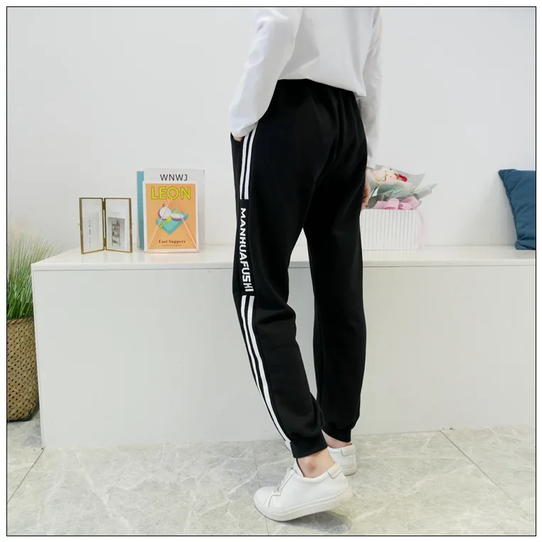 2021 весна осень размера плюс штаны для женщин свободного покроя в полоску с