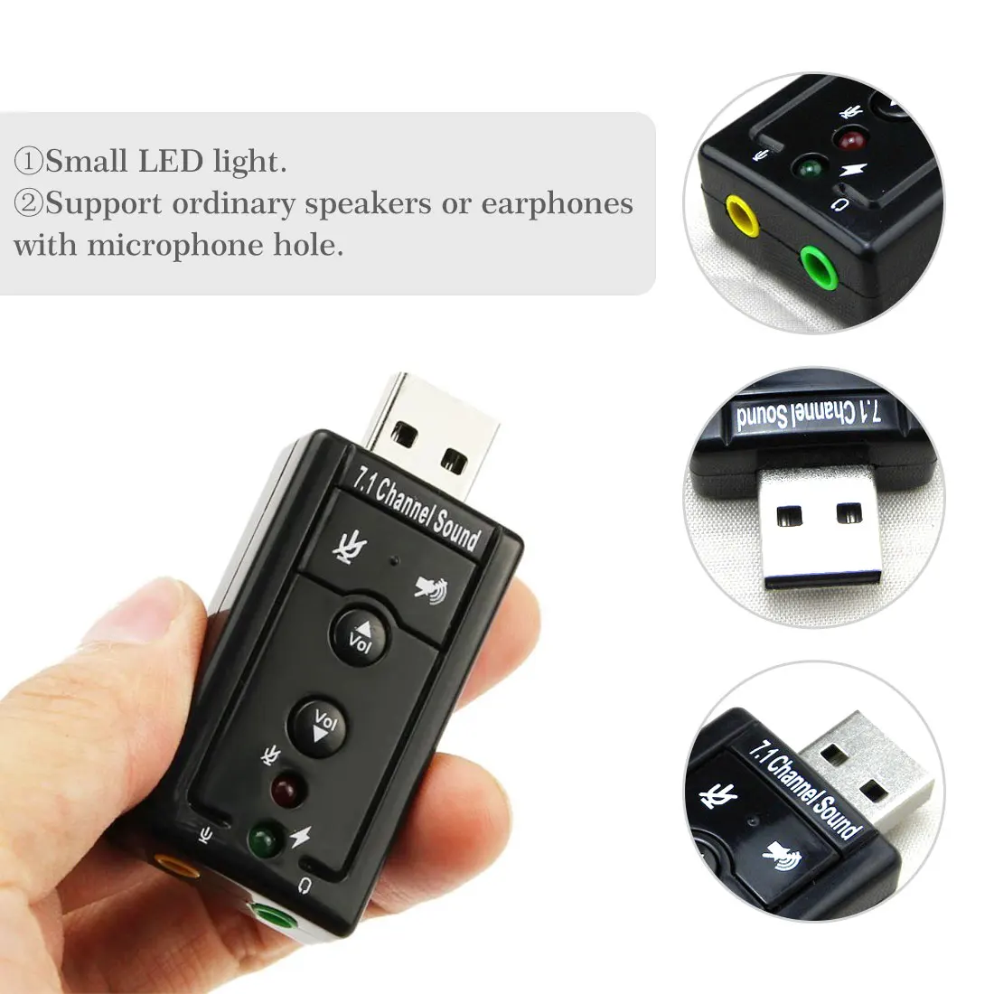 

Lightweight 7.1 USB stereo audio adapter for Windows XP/2000/Vista/7, 3D USB audio adapter for PC and laptop External sound card