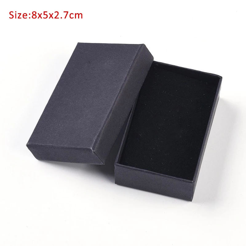 24pc 8x5x2.7cm Pandahall 24 шт./партия Черный квадрат/прямоугольник картонный набор ювелирных изделий коробки кольцо подарочные коробки для ювелирных изделий упаковка F80 - Цвет: 24pc 8x5x2.7cm