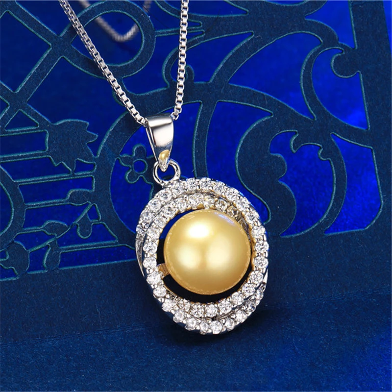 

Dainashi 925 Sterling Silver Zircon Gorgeous Pendant Hot Sale 100% Genuine Natural Freshwater Pearl Pendant Necklace for Women