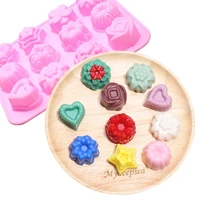 12 silicone mold mould diy cake chocolate candy mould flowers and plants biscuit
