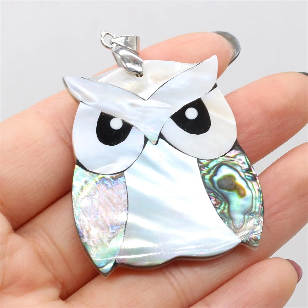 

Hot Selling Natural Mother-of-pearl Shell Cute Owl Pendant Handmade Crafts DIY Necklace Sweater Chain Jewelry Accessories Making