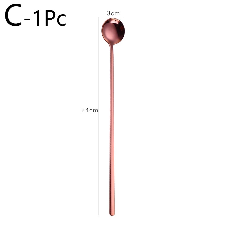 

Multicolor Spoon Stainless Steel Long Metal Handle Round Head Spoon Dessert Snacks Ice Cream Spoon High Quality Tableware
