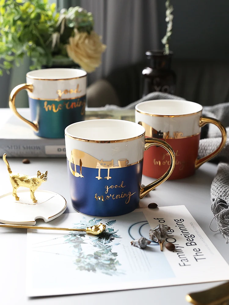 

Creative Large Luxury Animal Cat Painted Ceramic Mug Personalised Nordic Style Pet Coffee Milk Mug Gift for Cat Lover II50MKB