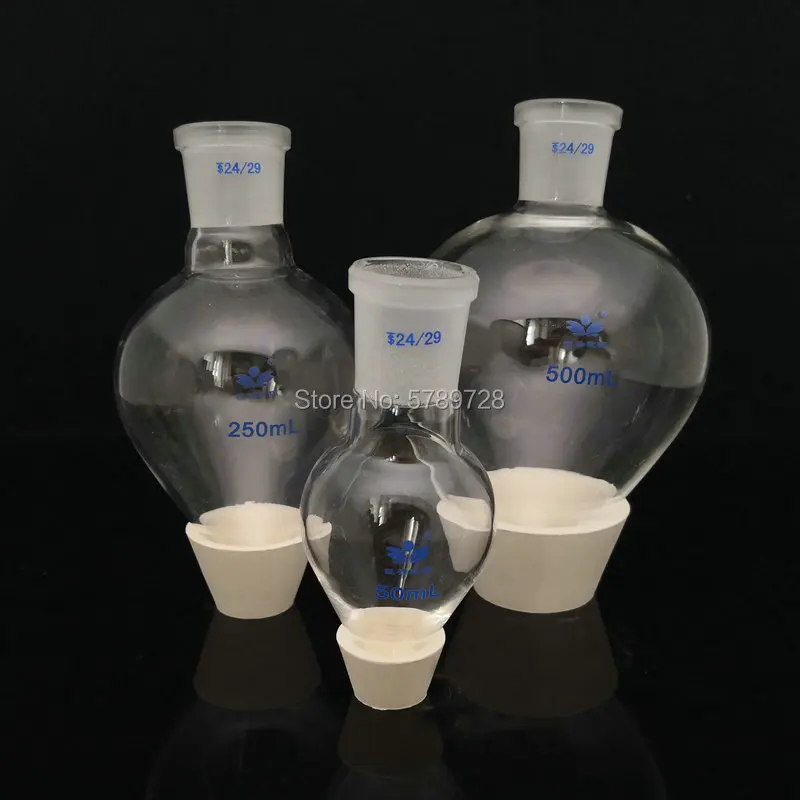 1pcs 50ml to 2000ml 19 #24#29# Standard Frosted Mouth Pear-Shaped Flask,Lab Glass Container with Tapered Bottom