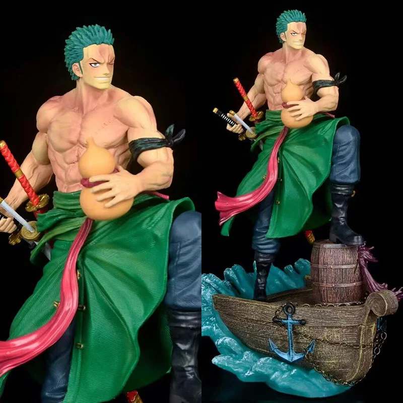 

One Piece Anime Roronoa Zoro Figure GK New World Classic Battle Action Figure Hand Can Changed 37CM