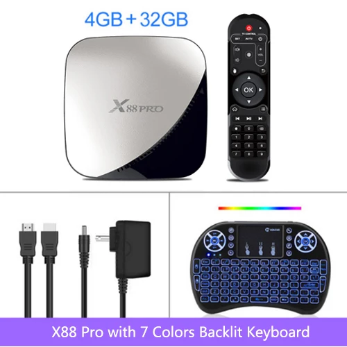 4GB32GB Backlit keyb X88 PRO tv Box Android 9,0 4 Гб ram 128 Гб 64 ГБ 32 ГБ Google Voice Assistant RK3318 четырехъядерный Wifi 4K X88PRO 2 Гб 16 Гб телеприставка - Цвет: 4GB32GB Backlit keyb