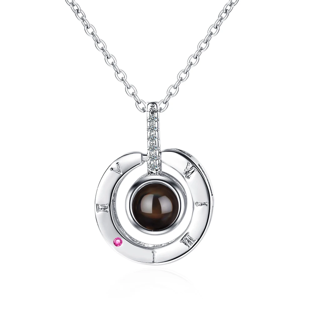 

New Fashion S925 Silver One Hundred Languages I Love You Sweet Round Short Clavicle Necklace For Women 2021 Trendy Jewelry