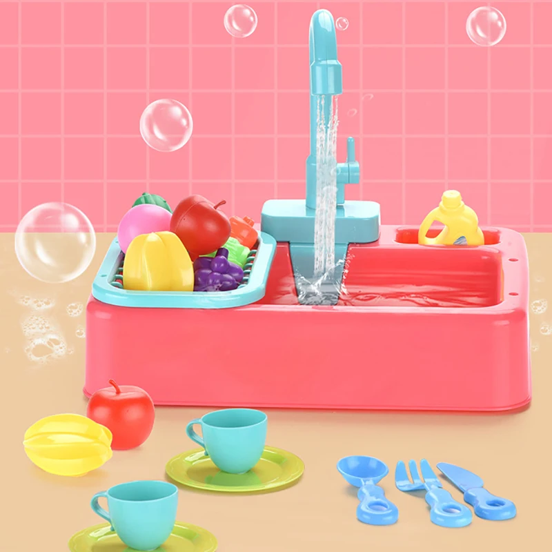 

Simulation Kitchen Toys Mini Sink Dishwashing Set Montessori Education Toy Kid DIY Sink Wash Clean Toys Pretend Play House Props