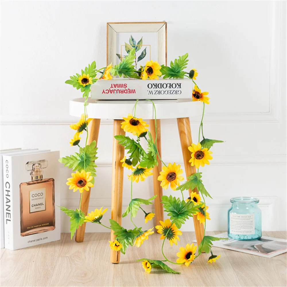 

Simulation Sunflower Rattan Air Conditioning Water Pipe Decoration Shopping Mall Ceiling Decoration Wedding Festive Cheap