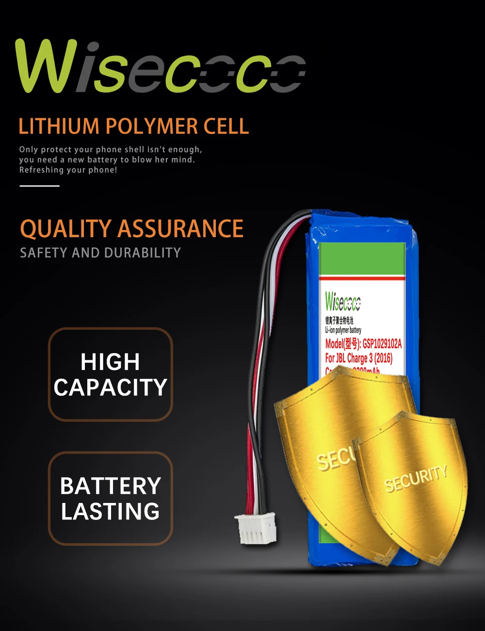 WISECOCO 9200 мАч GSP1029102A батарея для J BL Charge 3 версия новейшего производства высокое качество аккумулятор+ номер отслеживания