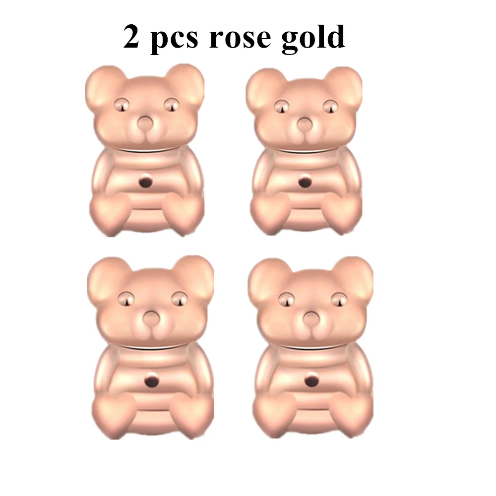 2 rose gold Милые серьги-гвоздики Romad Magic Bear с задней опорой, закрывающие серьги с задней гайкой, подъемные серьги золотого/серебряного/розового цвета - Окраска металла: 2 rose gold
