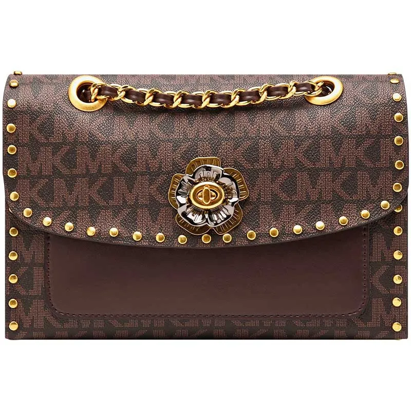 

Luxury Brand Leather Handbag Women's 2021 New Fashion Camellia Rivet Chain Leather High Quality One-shoulder Messenger Bag Cc