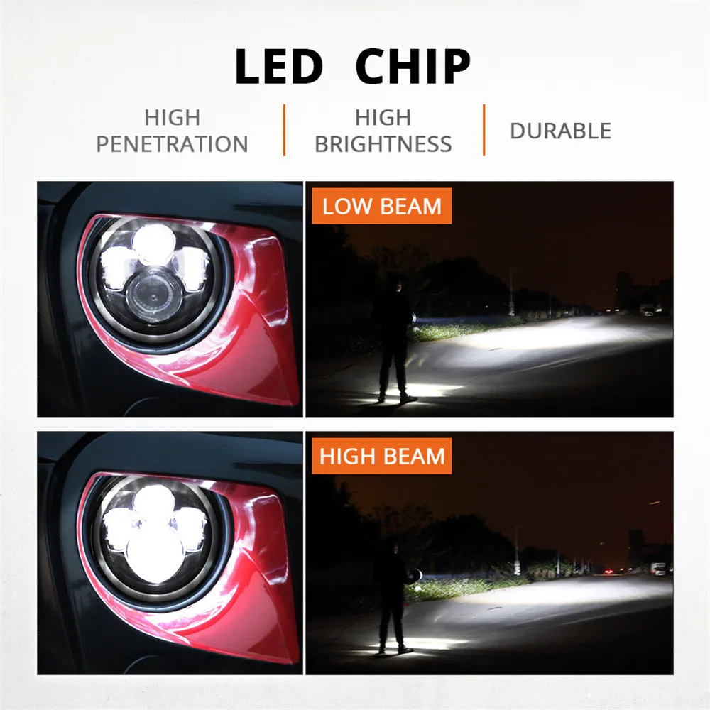2x 7inch LED Headlight 50W DRL Halo Angel Eyes Led Headlamp 12V 24V High Low Turn Signal for Lada Niva Offroad 4x4 Modified - купить по