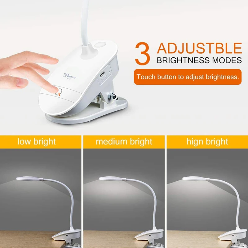 LED Flexible Mini USB Clip-on Dimmable Table Desk Bed Reading Light Lamp For Travel Bedroom Book Reader Study | Лампы и освещение